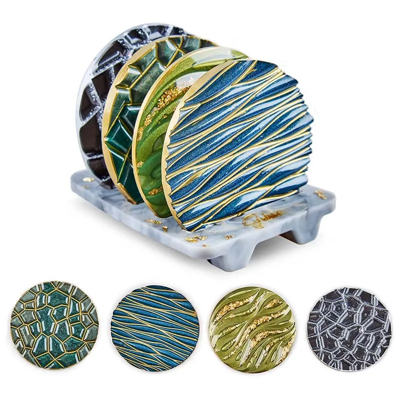 Coaster Mold Round - Moule en cristal époxy ondulé, dessous